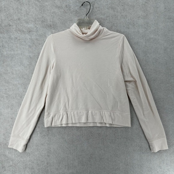 Athleta XS Cropper Funnel Neck In Nirvana Top Pearl White Blouse Turtleneck Crop - Picture 1 of 14